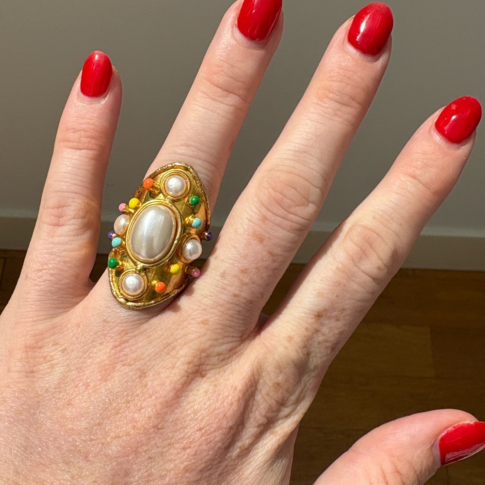 NWOT SYLVIA TOLEDANO BYZANCE 22k Gold Plated Multi-Stone Ring